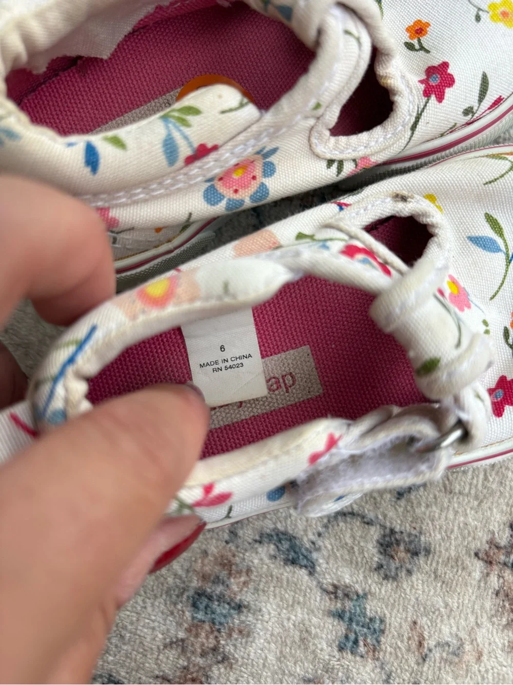 Girls Toddler Floral Canvas Mary Jane Sneakers - BABYGAP Colorful Flowers